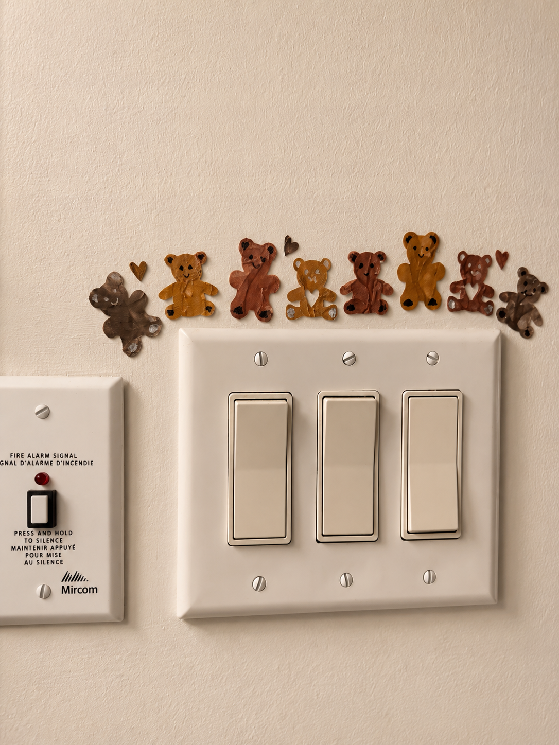 Cozy Teddy Bear Removable Wall Decal Set | Handmade Textured Vinyl Wall Decor