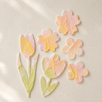 Blush Tulip Textured Wall Gallery Set | Handmade Peel & Stick Plaster Art | Removable Floral Wall Decor