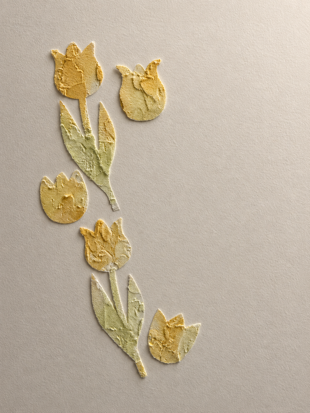 Golden Tulip Textured Wall Gallery Set | Handmade Peel & Stick Plaster Art | Removable Floral Wall Decor