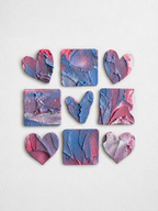 Pink & Lavender Heart Decor | Handmade Textured Plaster Vinyl Wall Decal Set | Removable Peel & Stick