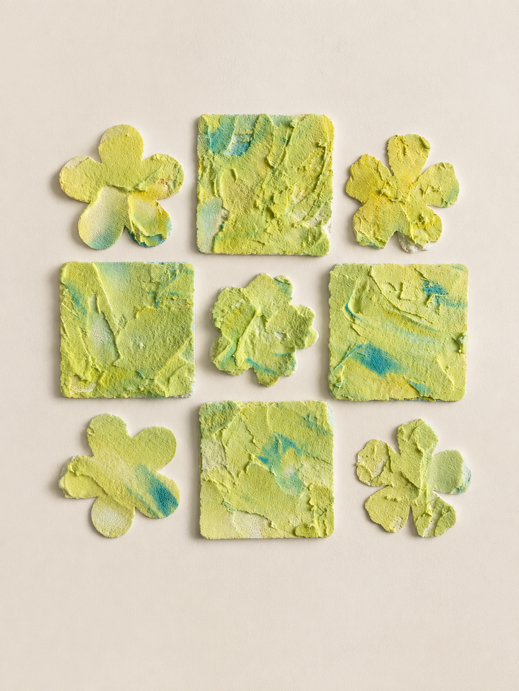 Lime Blossom Decor | Handmade Textured Plaster Vinyl Wall Decal Set | Removable Peel & Stick