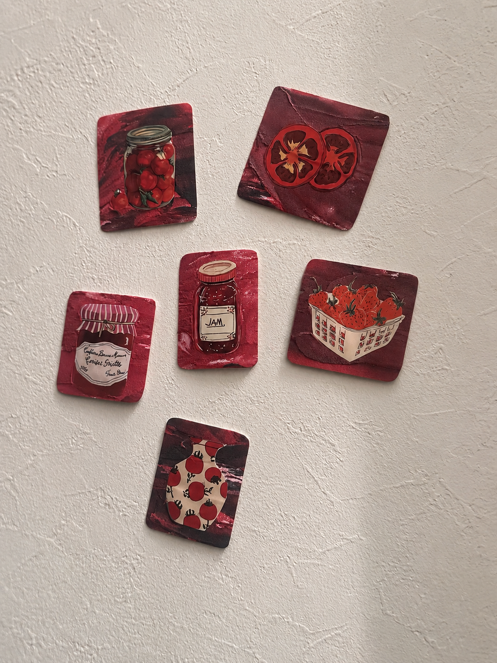 Vintage Kitchen Wall Decal Set – Tomato, Strawberry & Jam | Textured Peel & Stick Wall Decor