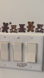 Cozy Teddy Bear Removable Wall Decal Set | Handmade Textured Vinyl Wall Decor