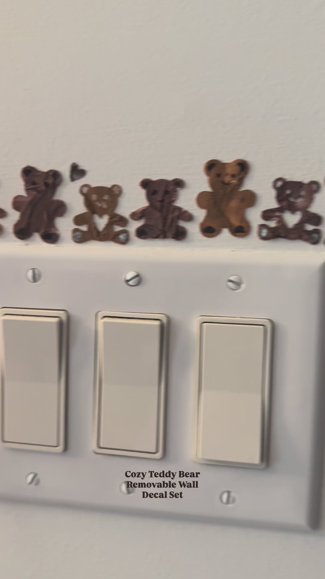 Cozy Teddy Bear Removable Wall Decal Set | Handmade Textured Vinyl Wall Decor
