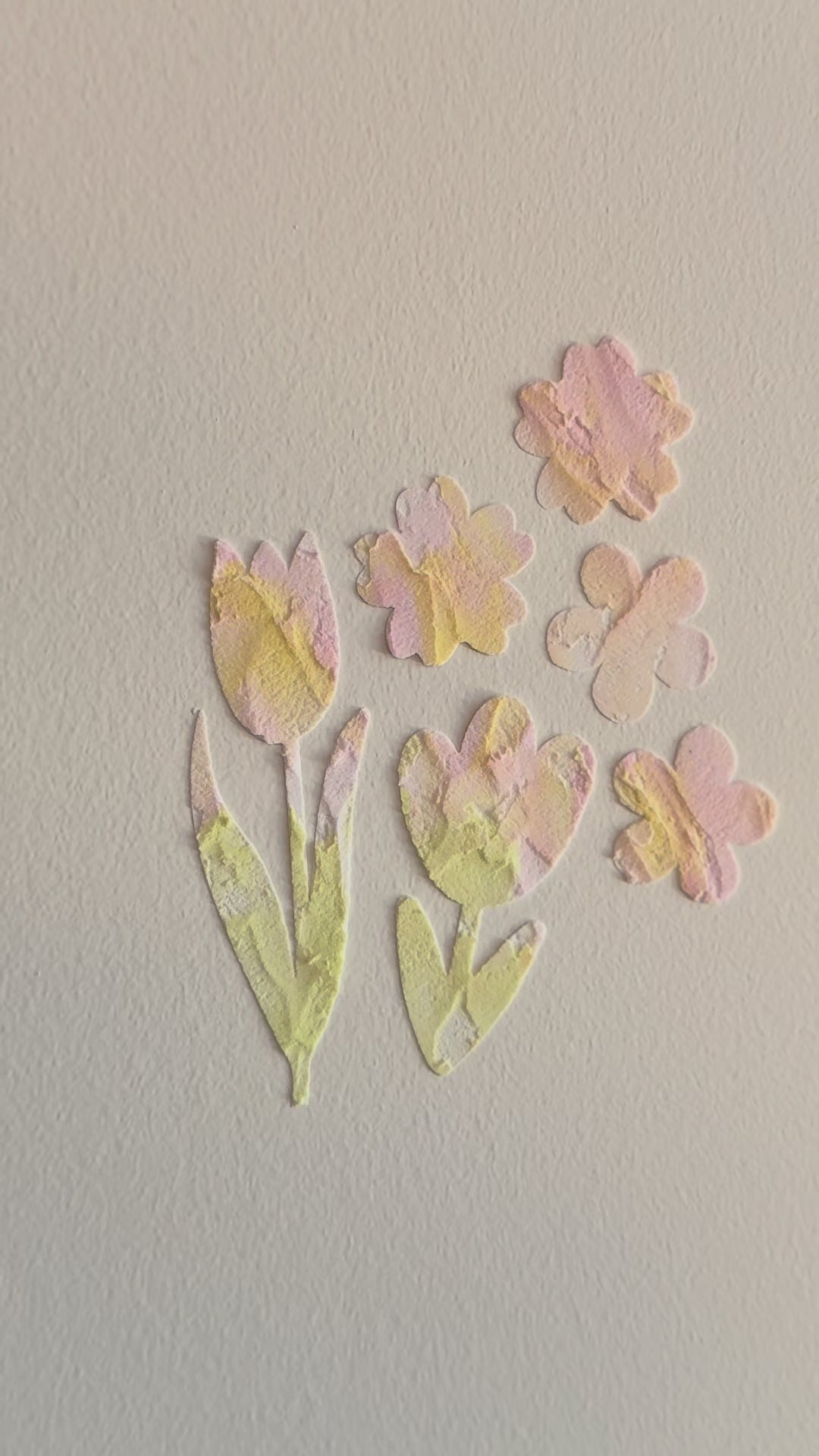 Blush Tulip Textured Wall Decal Set | Handmade Peel & Stick Plaster Art | Removable Floral Wall Decor